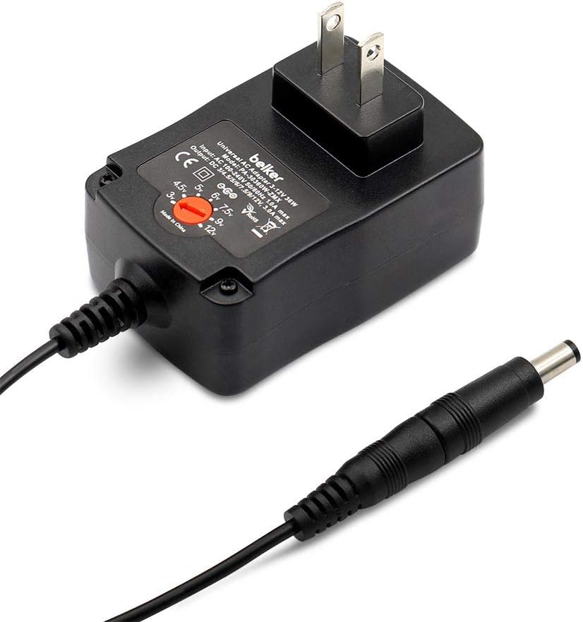 Belker 36W Universal 3V 4.5V 5V 6V 7.5V 9V 12V AC DC Adapter Power Supply for LCD LED Light Strip Router HUB Speaker Smart Phone Tablet Kindle and Echo Dot TV Box 1A 1.5A 2A 2.5A 3A 3000mA Amp Max.: Home Audio & Theater