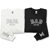 COUPLEHOODIES Custom Embroidered Grandpa Dad Sweatshirt with EST Year and Kids Name – Gift for Fathers Day Birthday Christmas