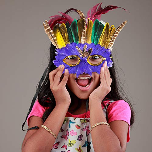ArtCreativity Feather Masks Assortment for Kids, Pack of 12, Feathered