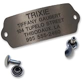 LuckyPet Rivet-On Pet ID Tag - Personalized, Silent and Customized - Suitable for Cats and Dogs - Heavy-Duty Pet Identification - Engraved Tags - Large, Matte Finish Stainless Steel