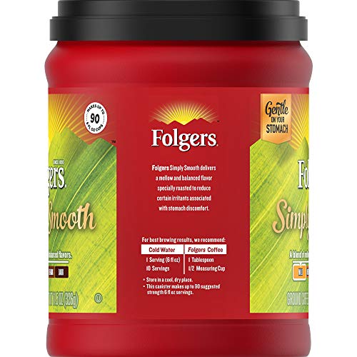 Folgers Simply Smooth Mild Roast Ground Coffee, 11.5 Ounces (Pack of 6