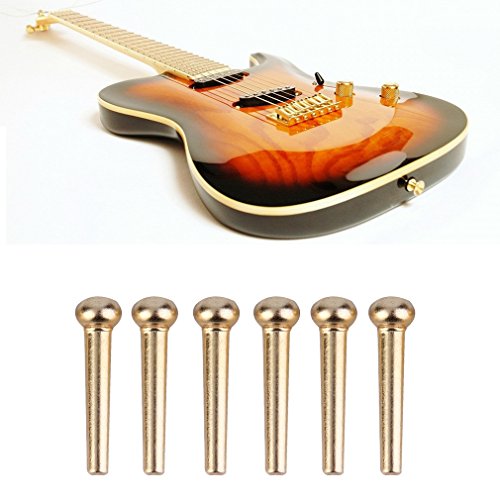 iYoukes 6pcs Brass Premium Bridge Pins Set for Acoustic Guitar Turned String Pegs