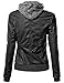 Xpril Women's Casual Zipper Closure Stitch Detailed Moto Hoodie Jacket