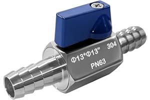 Beduan 1/2” Hose ID Barb Ball Valve 304 Stainless Steel Mini Shut Off Valve for Water Gas Fuel Drip Irrigation and Aquariums