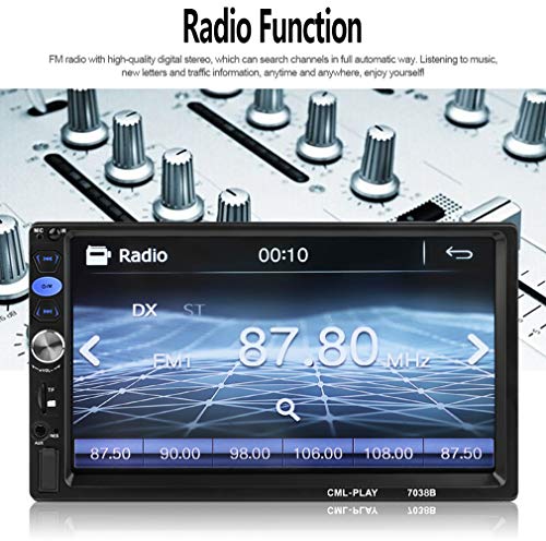 CarThree Car Radio Touchscreen 7 Inch Mirrorlink Android SD/FM/USB/AUX/Bluetooth Double Din Car Stereo for Rear View Camera Remote Control