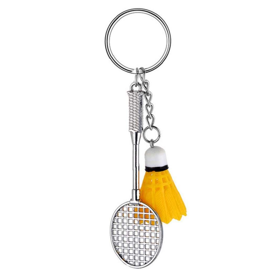 Cute Mini Badminton Keychain Sport Goods Ball Keyrings Accessories Yellow