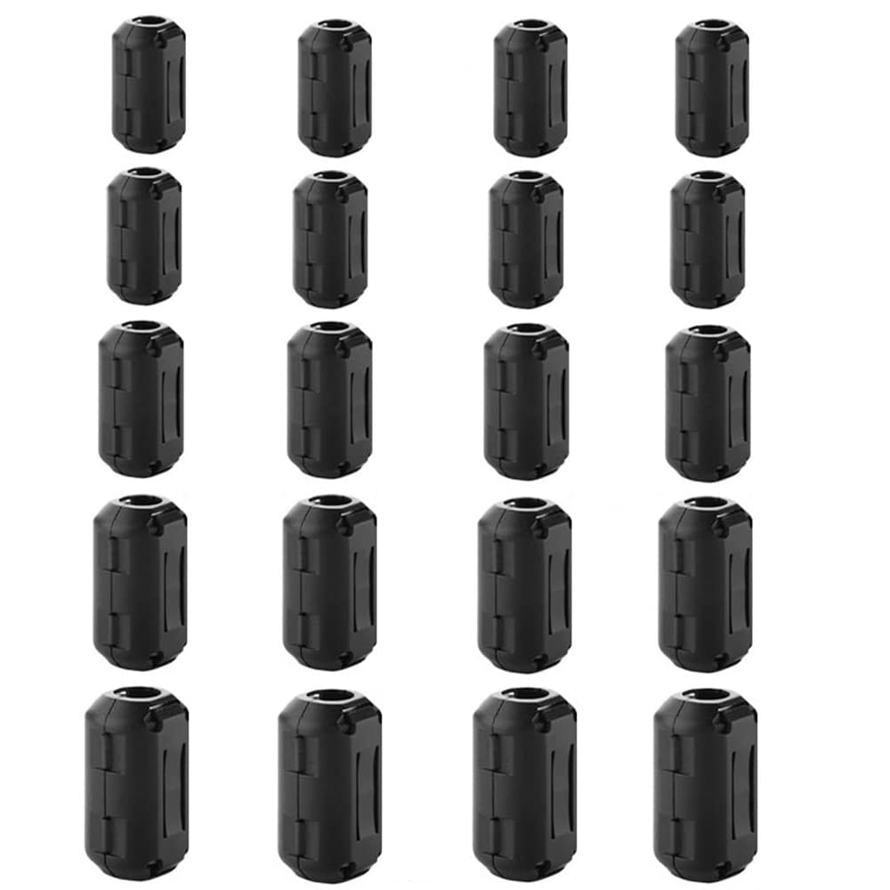 Topnisus 20pcs Clip-on Ferrite Core Ring Bead Anti-interference High-frequency Filter RFI EMI Noise Suppressor Cable Clip (20pcs with 5 sizes)