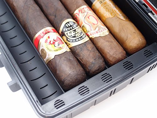 Waterproof Cigar Travel Humidor for 10 Cigars - Integrated Hygrometer and Humidifier Included - 2 Trays - Thumbnail 2