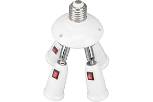 4 in 1 E26 E27 Heat Resistant 360 Degree Rotation Light Splitter Socket Light Splitter 180 Degree Curved Light with Switch
