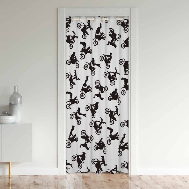 Loussiesd Dirt Bike Door Curtains for Doorway Privacy 80 Inch Length 30%-50% Blackout Insulated Thermal Room Divider Cover Motocross Rider Closet Curtain for Bedroom Living Hallway 1 Panel 106x203cm
