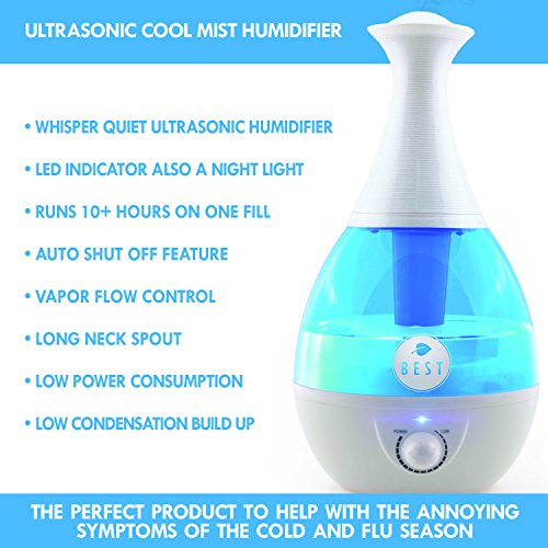 Best Cool Mist Humidifier UltraSonic Steam Vaporizer Whisper Quiet