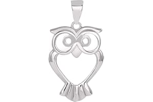 Jewelry America Solid 14k White Gold Open Big Eyes Owl Animal Pendant