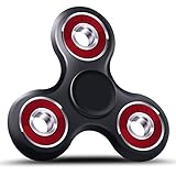 ApexPower EDC Tri Fidget Spinner Spinning 3mins+ Finger Stress Reducer Toy for Boring, Anxiety, Focusing (black+red)