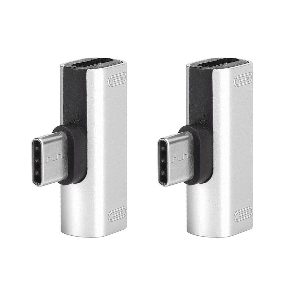 Neel 2pcs Adapter, Type-C Audio Charger Aluminum USB-C Splitter, Charging/Calling/Remote/Music 2 In 1 Converter, for Letv 2G/3G(Silver)