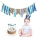 TiiMi Part 1 st Birthday Banner Cake Topper Crown Decorations Set for Baby Boy Garland Ribbon Decoration Baby Shower Bunting Burlap Highchair Celebration Tool