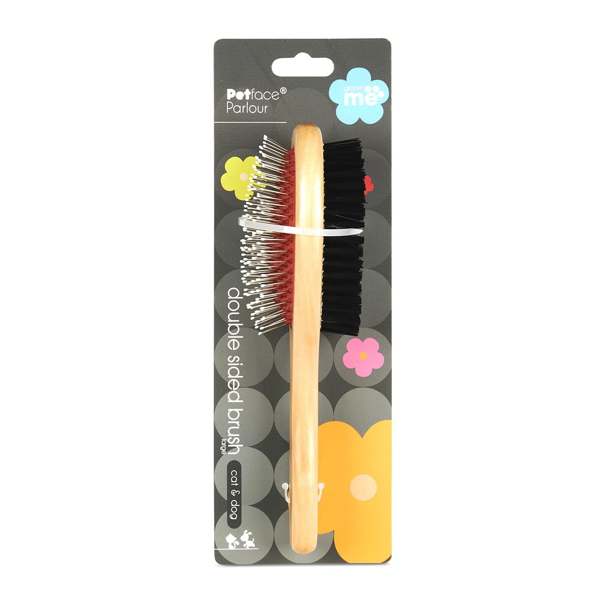 Petface Double Sided Wooden Brush, L (Pack of 1)