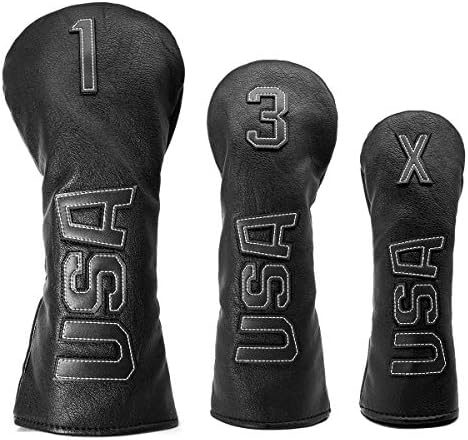 Golf Club Head Covers,Golf Headcovers Leather Golf Wood Covers for Divers Fairway Woods Hybrids(UT) with Number Tag 3 5 7 X,Golf Iron Covers for Men Women Golf Club Head Covers,Golf Headcovers Leather Golf Wood Covers for Divers Fairway Woods Hybrids(UT) with Number Tag 3 5 7 X,Golf Iron Covers for Men Women