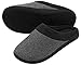 HomeIdeas Men's Woolen Fabric Memory Foam Anti-Slip House Slippers, Winter Breathable Indoor Shoes