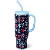 Swig Life 30oz Mega Mug, 30oz Tumbler with Handle and Straw, Large Insulated Tumblers, Cup Holder Friendly Travel Mug, Stainless Steel 30 oz Tumbler, Reusable Water Bottle (Miss Independence)