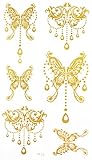 Latest hot selling and fashionable tattoo sticker product dimension 6.69x3.74 jewelry butterfiles Golden gold realistic temporary tattoo stickers by InterRookie