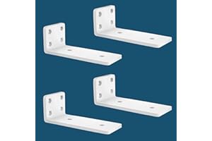 MLOQI 4 Pack Floating Shelf Bracket Heavy Duty, Hidden Shelf Brackets 5mm Thick L Brackets for Shelves up to 50 KG (White 15cm)