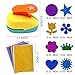 8 Pieces Paper Punchers Craft Holes Punch Scrapbook Punches 10 Sheets Glitter Sticker Paper, Round, Star, Heart, Rose, Wave Circe, Crown, Sunflower Shape for Kids Party Favors