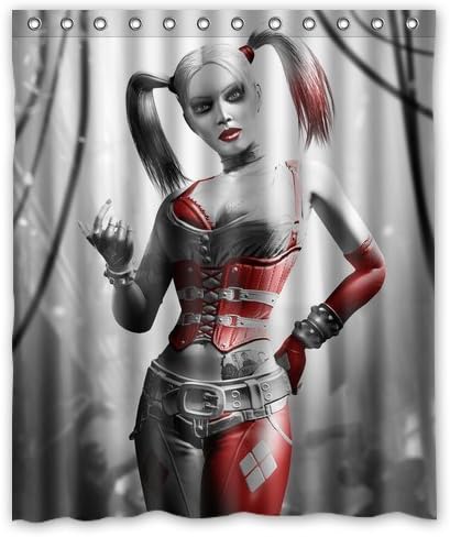 Custom Joker Harley Quinn Polyester Waterproof Shower Curtain Personalized Bath Curtain Bathroom Accessories 60 x 72 Inch