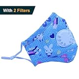 Muryobao Anti Pollution Mask N95 Respirator Mask with Valve Replacement Filter Washable Cotton Anti Dust Mouth Mask for Kids Children Child Size Blue Rabbit