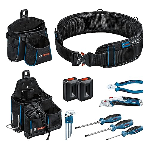 ProClick - Set cinturón de herramientas 108 + herramientas manuales (bolsa GWT 2, bolsa 1 GWT 4, 2 soportes, 3 destornilladores, 9 llaves hex., 1 alicate,1 navaja)