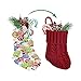 LimBridge Christmas Mini Stockings, 6 Pack 7 inches Cable Knit Knitted Rustic Stocking Decorations, Goodie Bags for Family Friends, Cream Burgundy