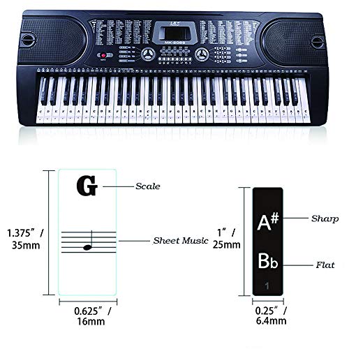 BIGTEDDY - Piano Stickers for 37/49/54/61/88 Key Keyboards - Tranparent Removable Labels for Kids Beginner Learning Music Note Suitable all Brands - Thumbnail 2