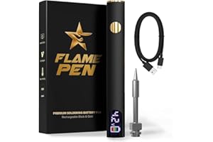 GENERIC FlamePen Premium Universal Rechargeable Battery Pen, 650mAh Cordless Thread Burner, Threaded with Soldering Iron, Black & Gold