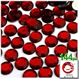 144pc Rhinestones Round 12mm - flatback Devil Red Wine