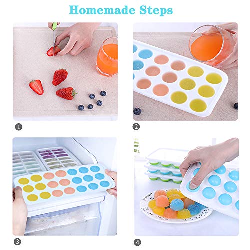 Aibrisk Ice Cube Trays 3 Pack Flexible Silicone Ice Cube Trays with