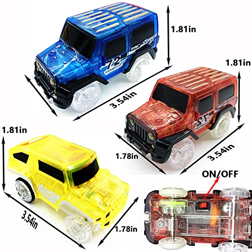 Tracks Cars Replacement with LED Light Glow Car Toys, Magic Tracks