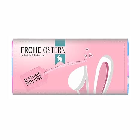 Osterschokolade Frohe Ostern Name Rosa Banderole Schokolade