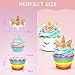 Augmist Unicorn Cupcake Toppers and Wrappers - Party Supplies for Birthday, Baby Shower, Valentine, Baby Shower - Double-Sided Glitter Design Cake Decorations. 30 Pairs