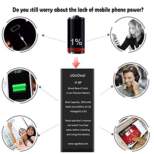 oGoDeal Battery Replacement Compatible for iPhone 8 Plus Battery Repair Kit 2691mAh A1864, A1897, A1898