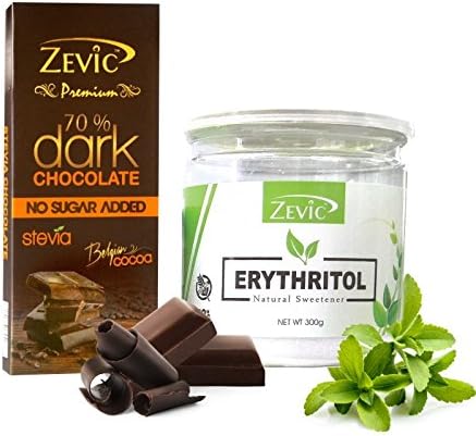 Zevic Erythritol Natural Sweetener + 70% Dark Belgian Chocolate with Stevia - Combo