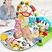 Baby Play Mat 3 in 1 Baby Gym Puzzles Music Play Mat Infant Fitness Carpet W/Piano Keyboard & Animal Playmat Baby Gym Crawling Activity Mat Baby Rattle Toy Kids Game Playing Rug Educational Rack Toys