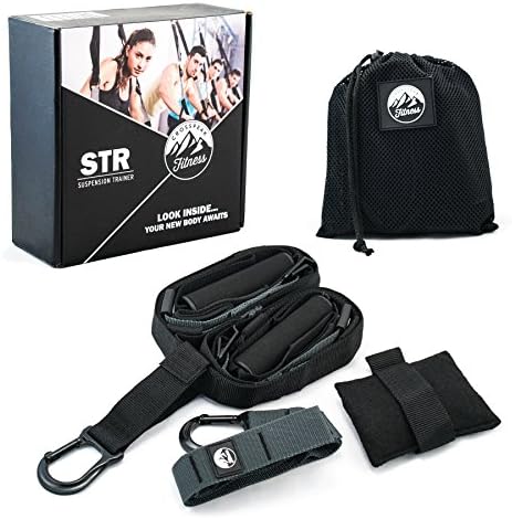 STR Suspension Training Kit - Complete Workout Resistance Straps Trainer System for Home or Travel - 1 Complete Kit with Door Anchor