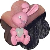 TUCEWP Bunny Earrings for Women Y2k Dainty Pink Rhinestones Rabbit Dangle Earrings Cute Easter Bunny Heart Moonstone Earrings Detachable Animal Earrings Fashion Birthday Christmas Easter Jewelry Gifts