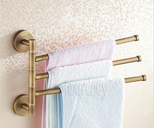 Antique All Copper Towel Rack Wall Type Rotary Towel Rack Bathroom Movable Towel Rod,3 Bars