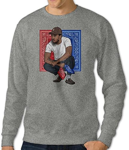 Men's Kendrick Lamar Round Collar Pullover Hooded SweatshirtAsh Size M