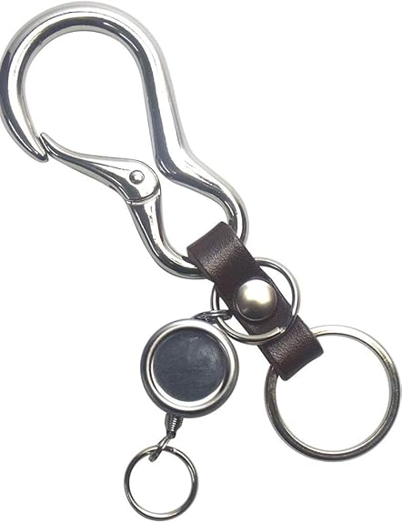 Amazon Highstyle 栃木レザー キーホルダー メンズ レディース 日本製 栃木レザー カラビナ リールキー キーホルダー ダークブラウン キーホルダー チェーン