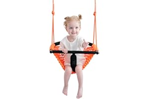 ROPECUBE Toddler Swing & 2-in-1Baby Swing- Adjustable Rope Swing Seat for Kids | Indoor & Outdoor Durable Backyard Swing Set for Infants & Toddlers (Orange)