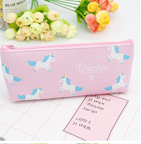 Yansion Unicorn Flamingo Pens Set Cute PU Zipper Unicorn Pencil Case Pouch Bag for Girls - Thumbnail 4