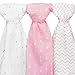 Ziggy Baby Muslin Swaddle Blankets, 48x48, Arrow, Cross, Pink/White, 3 Pack