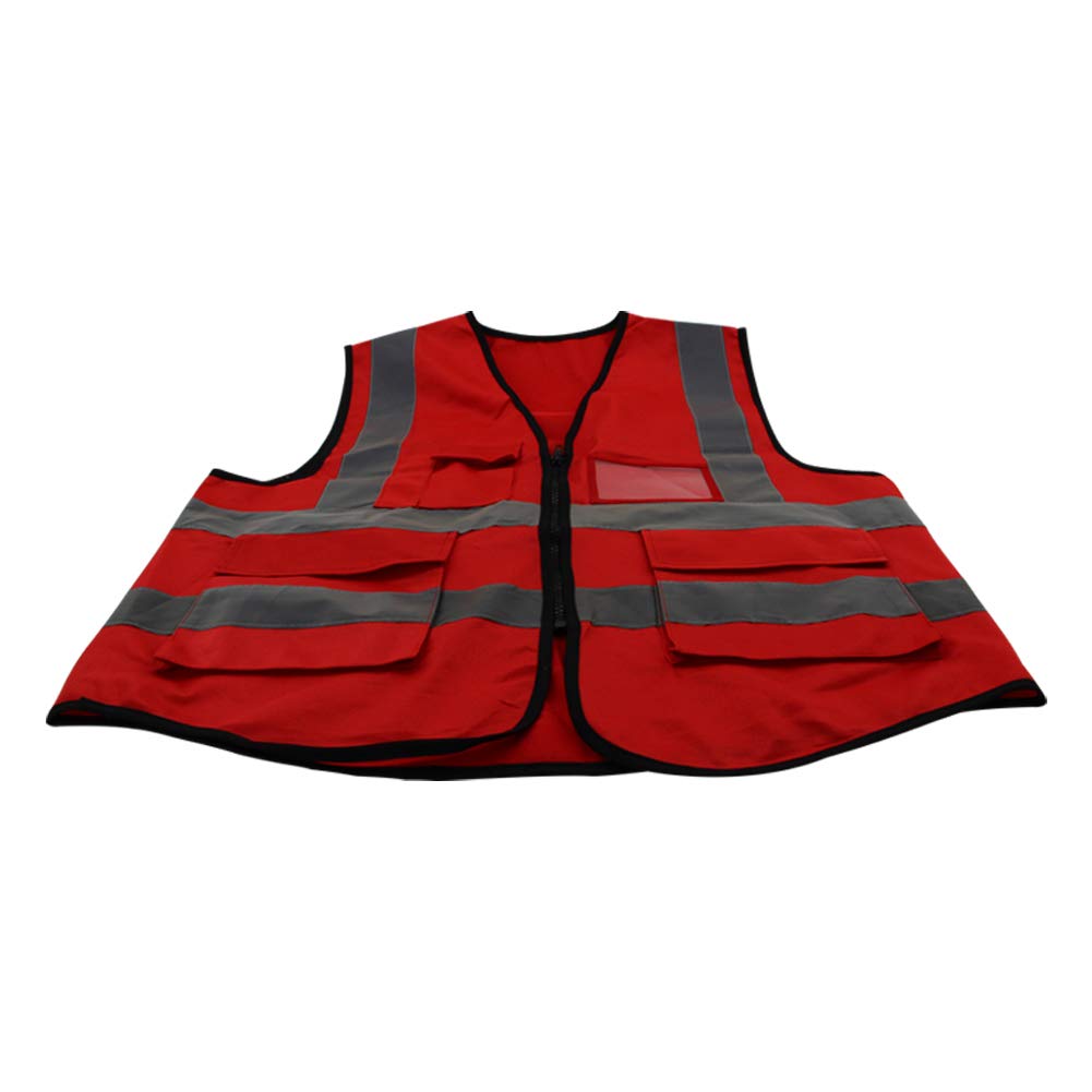 OthmroSafety Vest High Visibility Red 120G warp Knitted Fabric Safety Vests for Men and Women 5pcs