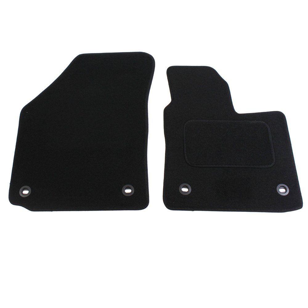 JVL 1423 Fully Tailored 2-Piece Car Mat Set with 4 Oval Clips - Black